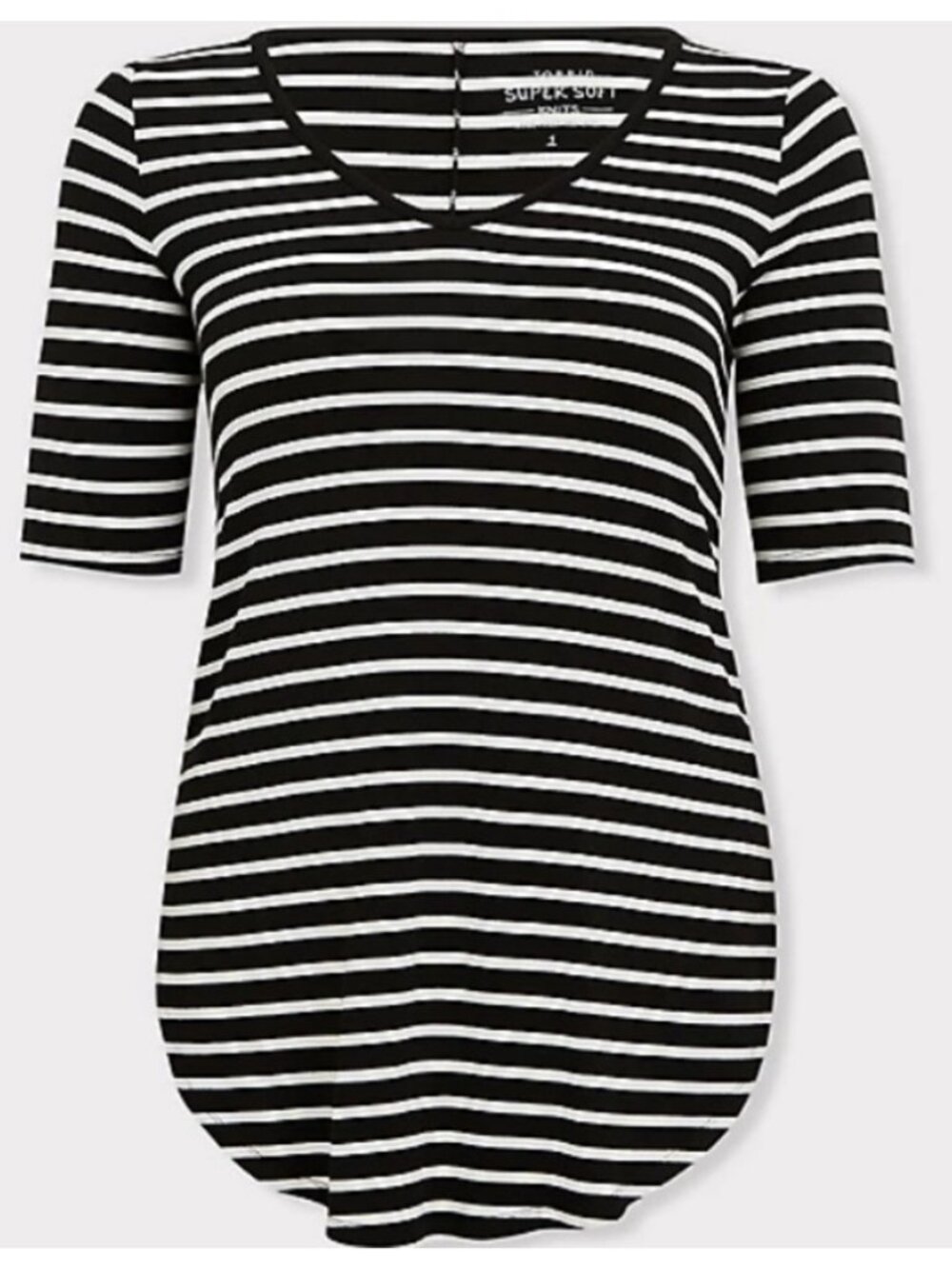 Torrid Super Soft Black & White striped tunic tee Size 2